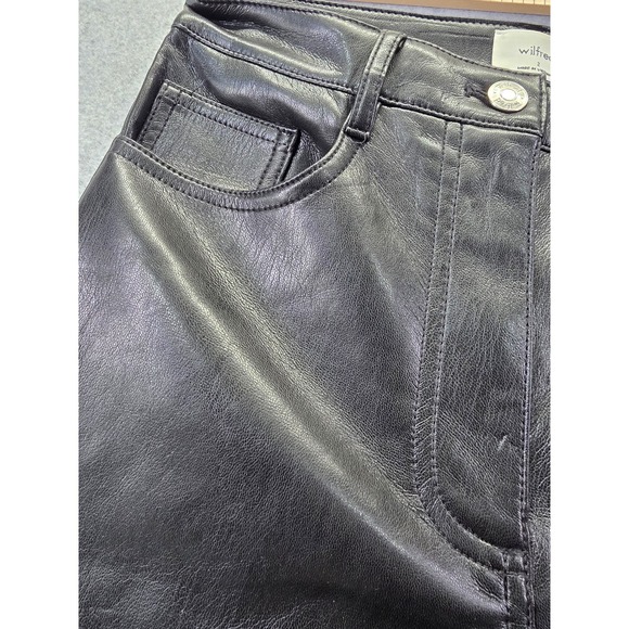 Wilfred Aritzia Black Vegan Leather Straight Leg Pants Size 2 High Rise Pants - Picture 6 of 15